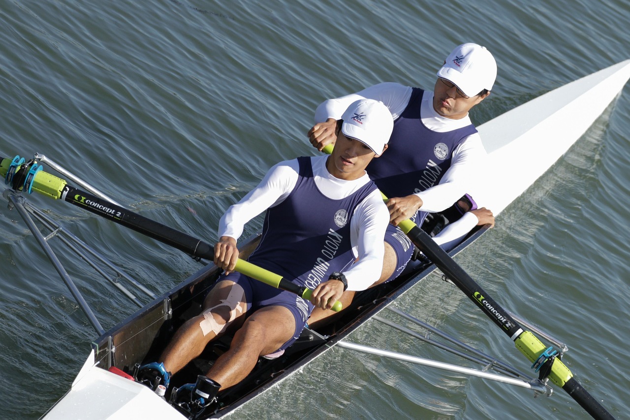 rowing, nature, boat, water, sports